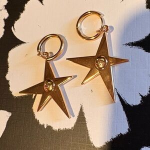 Chanel star charm hoop earrings